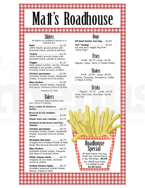 Tablecloth Burger Menu Long
