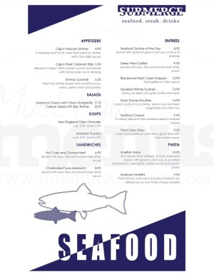 Seafood Dinner Menu Long