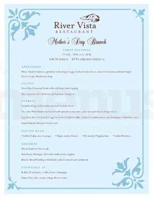 Mother's Day Brunch Menu