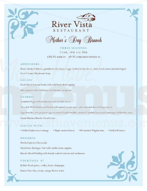 Mother's Day Brunch Menu | page 1