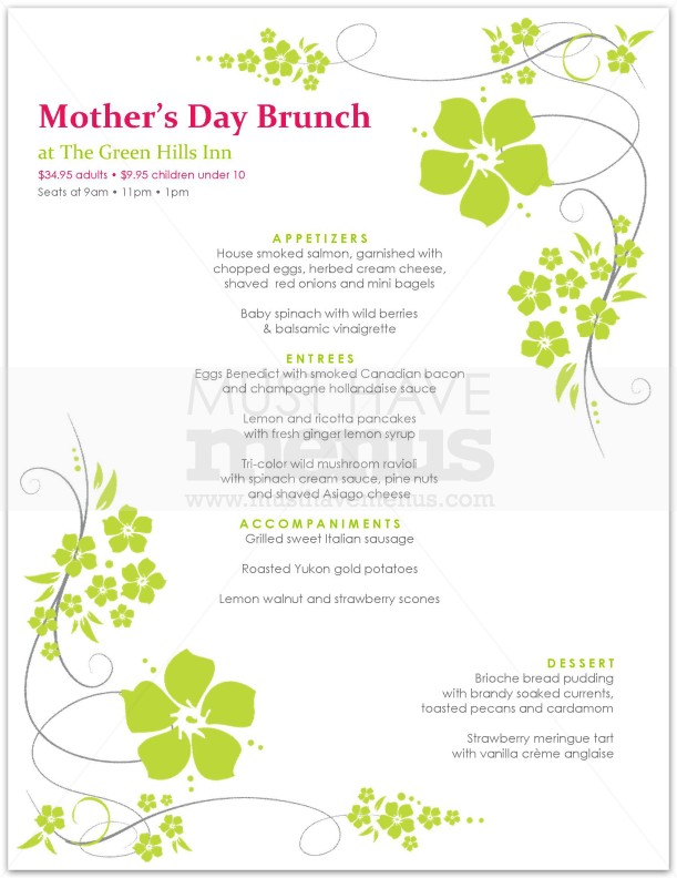 Happy Mother's Day Brunch Menu | page 1
