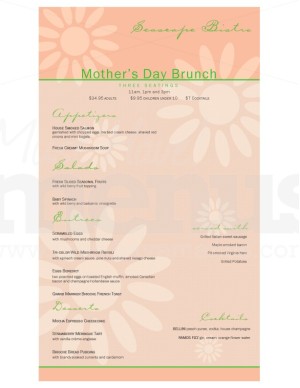 Mother's Day Flowers Menu Long