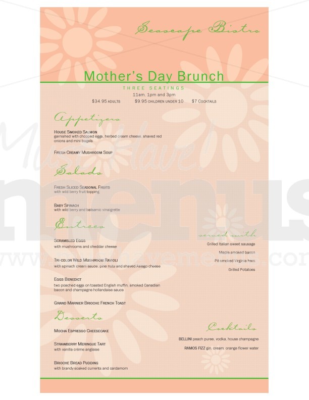 Mother's Day Flowers Menu Long | page 1