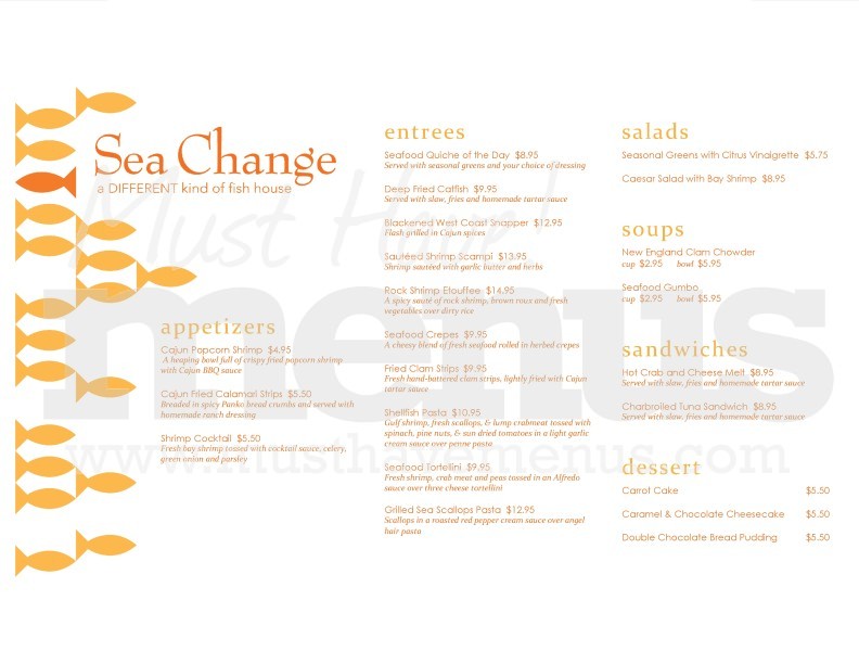 Upscale Seafood Menu | page 1