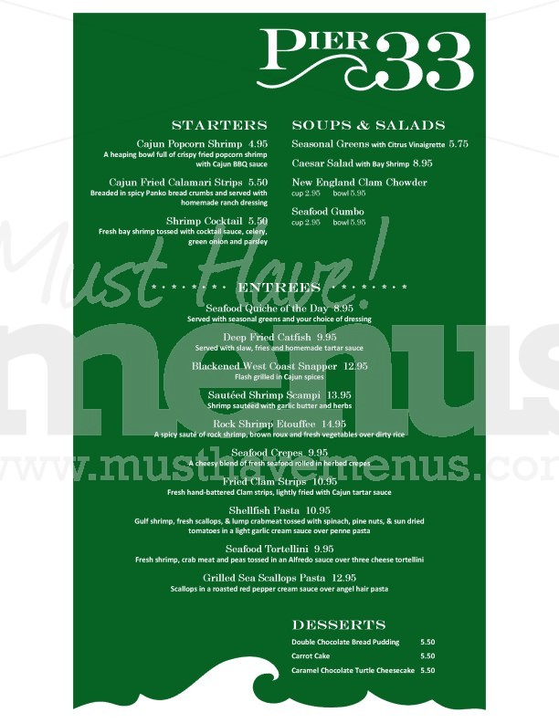 Fish House Restaurant Menu Long | page 1