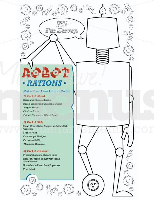 Robot Kids Menu Long | page 1
