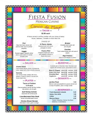 Cinco de Mayo Event Menu