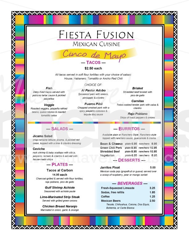 Cinco de Mayo Event Menu | page 1