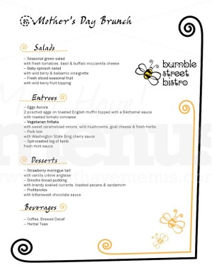 Mother's Day Craft Menu