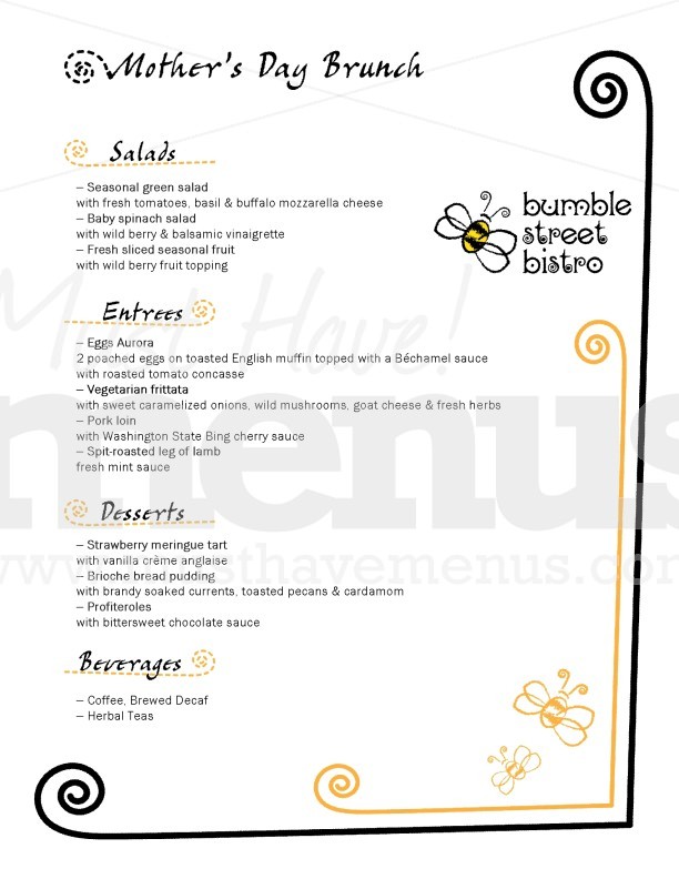 Mother's Day Craft Menu | page 1