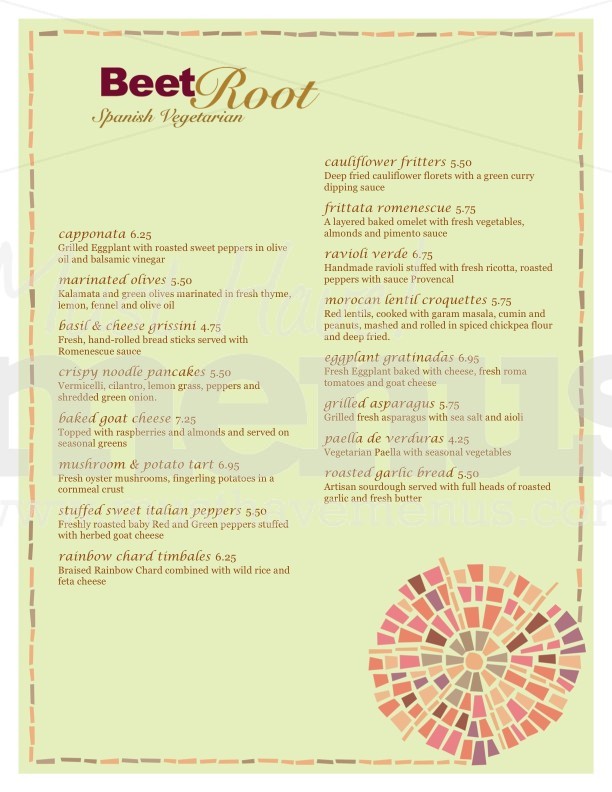 Vegetarian Menu | page 1