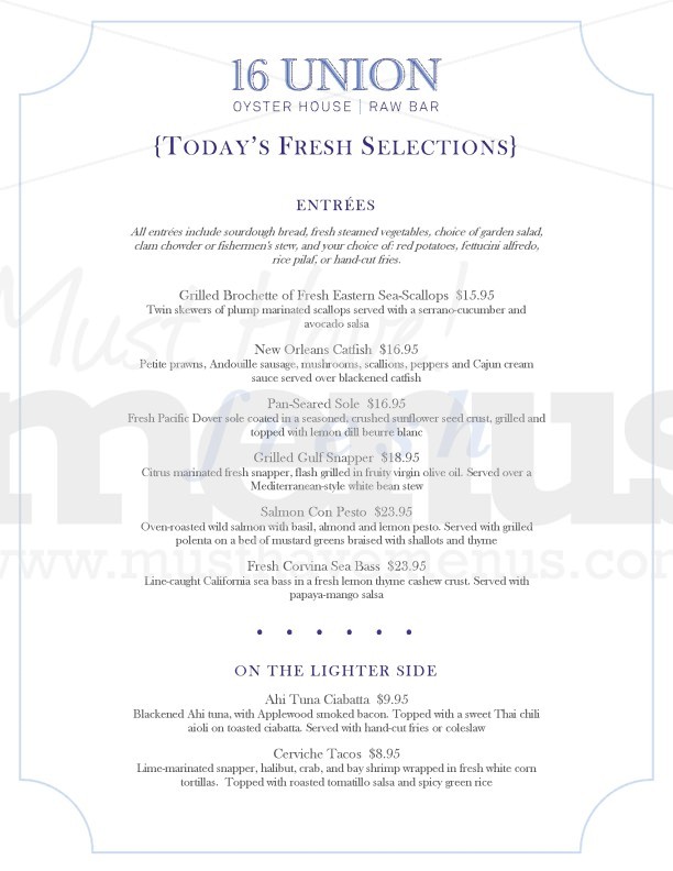 Seafood Daily Special Menu | page 1