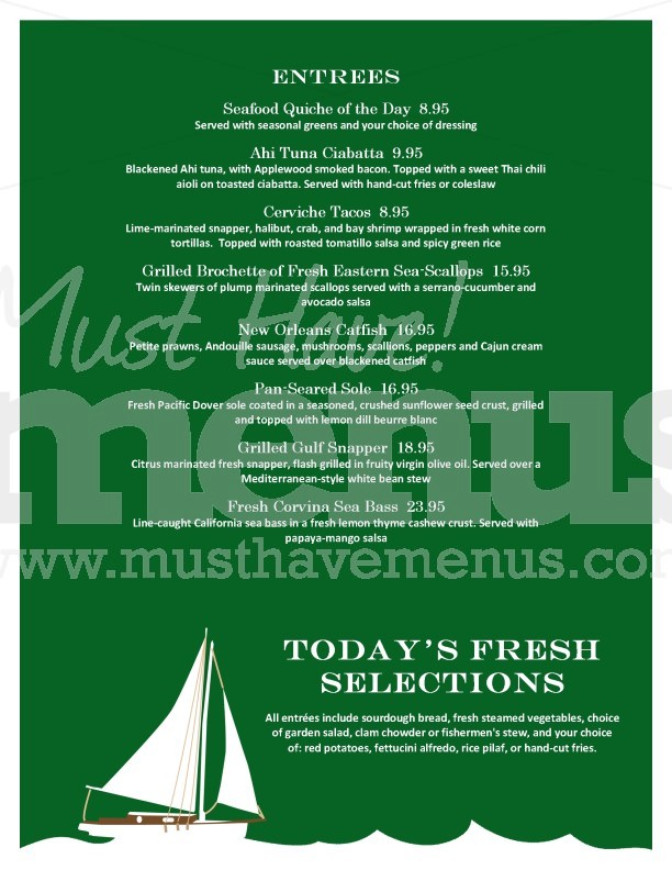 Fish House Restaurant Daily Special Menu | page 1