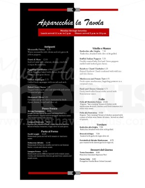 Red and Black Italian Dinner Menu Long