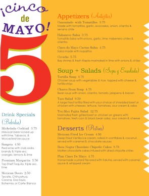 Cinco De Mayo Drink Menu Cinco De Mayo Drink Menu