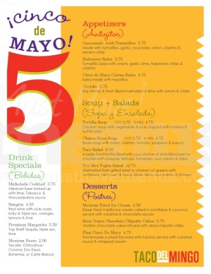 Mexican Cinco de Mayo Menu
