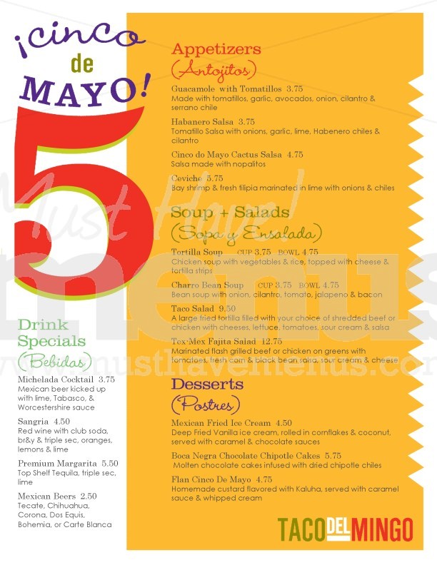 Mexican Cinco de Mayo Menu | page 1