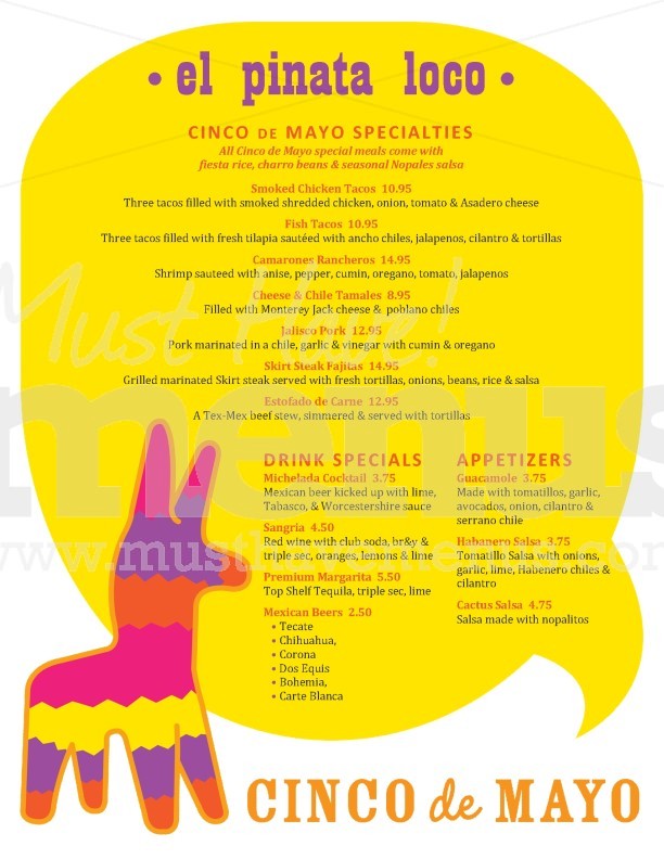 Cinco de Mayo Celebration Menu | page 1