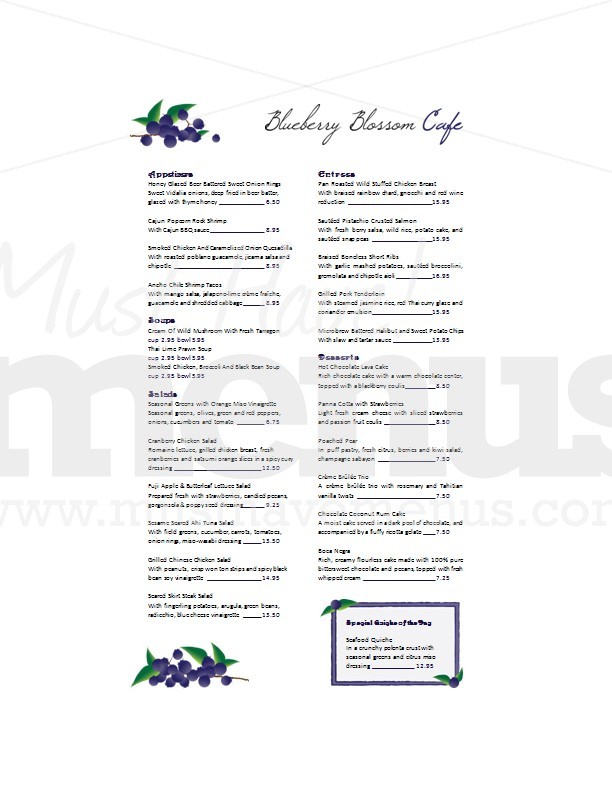 Street Cafe Menu Long | page 1