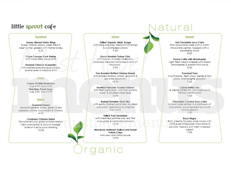 Archive Organic Cafe Menu | page 1