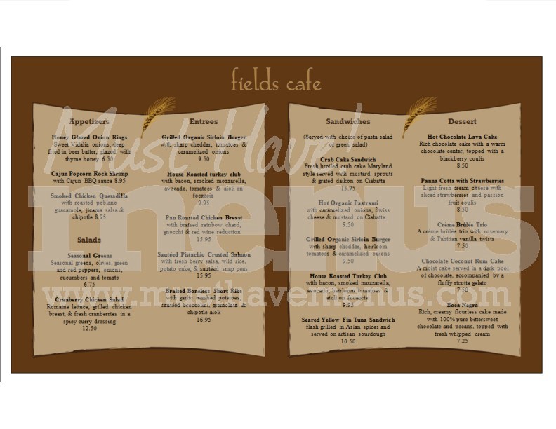 Cafe Bistro Menu Long | page 1