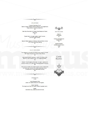 Chandelier Fine Dining Menu Long