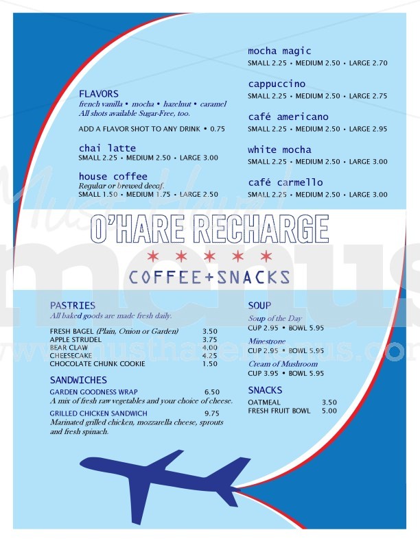 Airport Cafe Menu | page 1