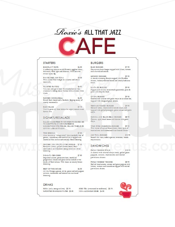 Chicago Cafe Menu Long | page 1