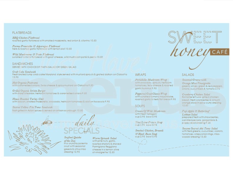 Honeybee Cafe Menu Long | page 1
