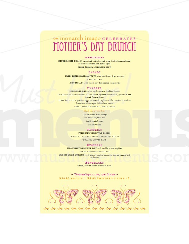Mother's Day Butterfly Menu Long | page 1