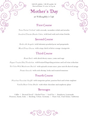 mothers day menu template