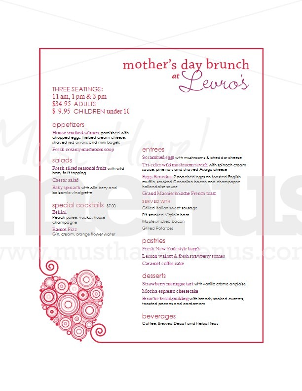 Mothers Day Heart Menu | page 1