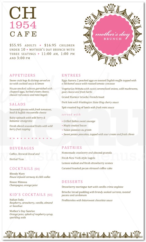 Bistro Mother's Day Menu Long | page 1