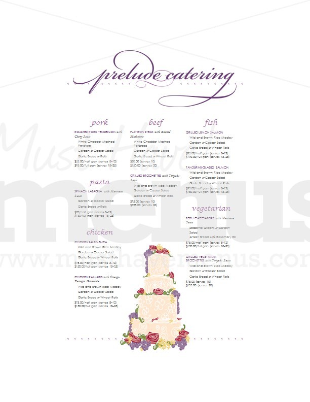 Wedding Catering Menu Long | page 1