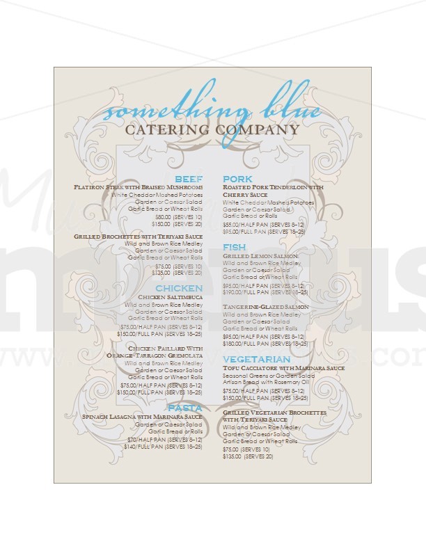 Elegant Wedding Catering Menu | page 1