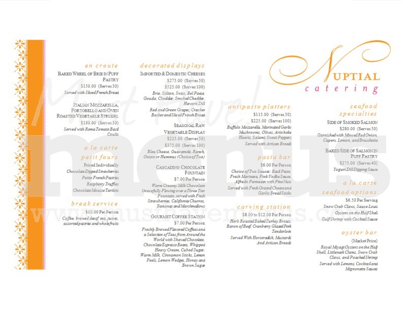 Catered Wedding Lunch Menu | page 1