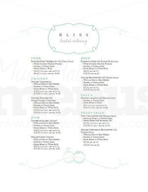 Bride Wedding Catering Menu