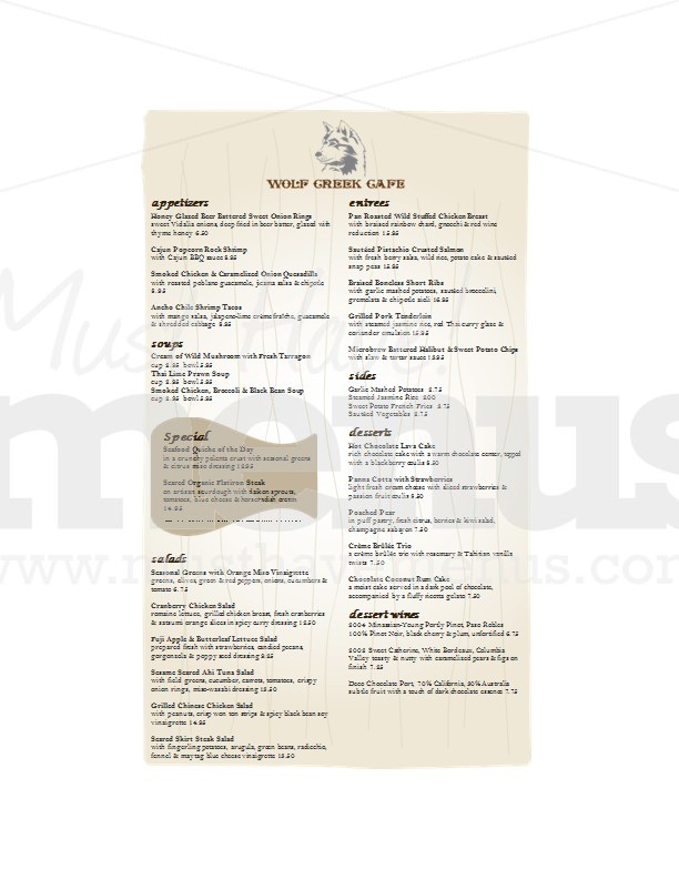 Country Cafe Menu Long | page 1