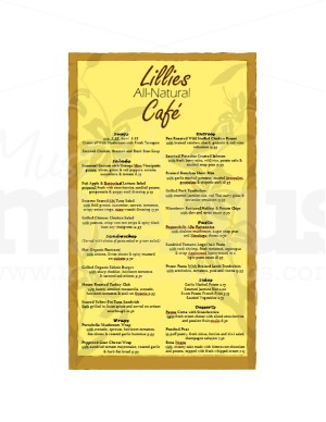 Natural Cafe Menu Long
