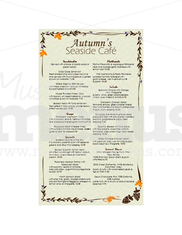 Harvest Catering Menu | page 1