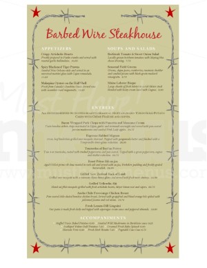 Steakhouse Menu Long