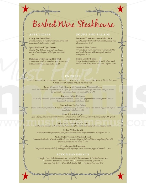 Steakhouse Menu Long | page 1