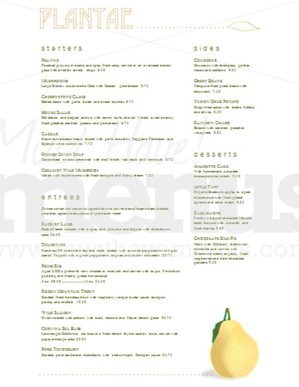 Fruit Fine Dining Menu Long | page 1