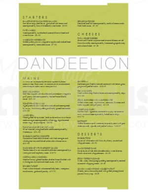 British Restaurant Menu Long