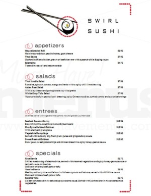 Japanese Cuisine Menu Long