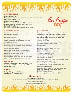 Fire Barbecue Menu