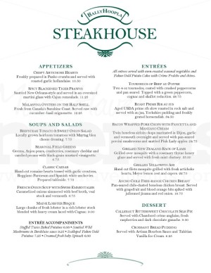 Elegant Steakhouse Menu