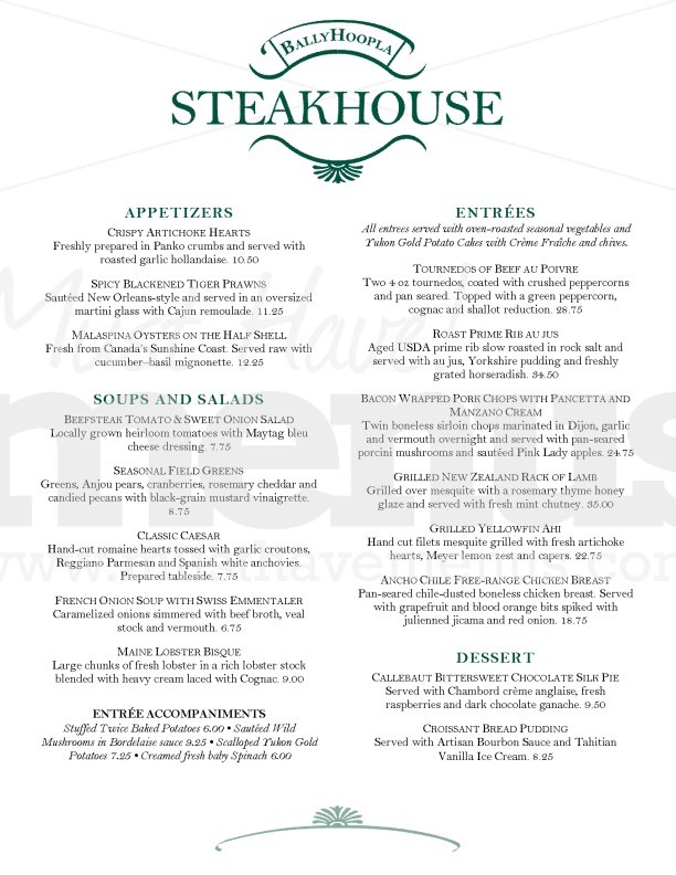 Elegant Steakhouse Menu | page 1