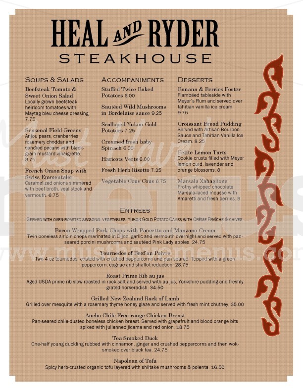 Western Steakhouse Menu | page 1