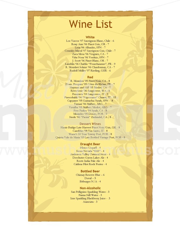 Summer Wine List | page 1
